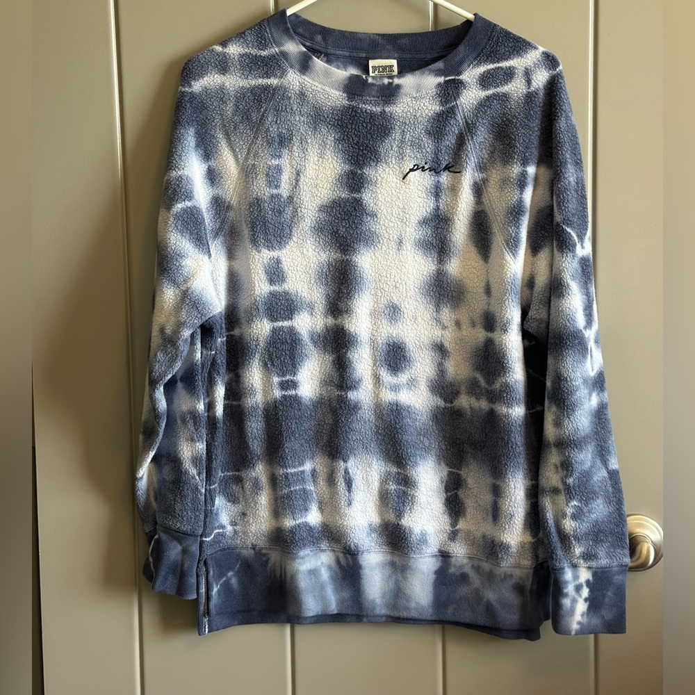 PINK Victoria's Secret Blue Tie-Dye Sweatshirt